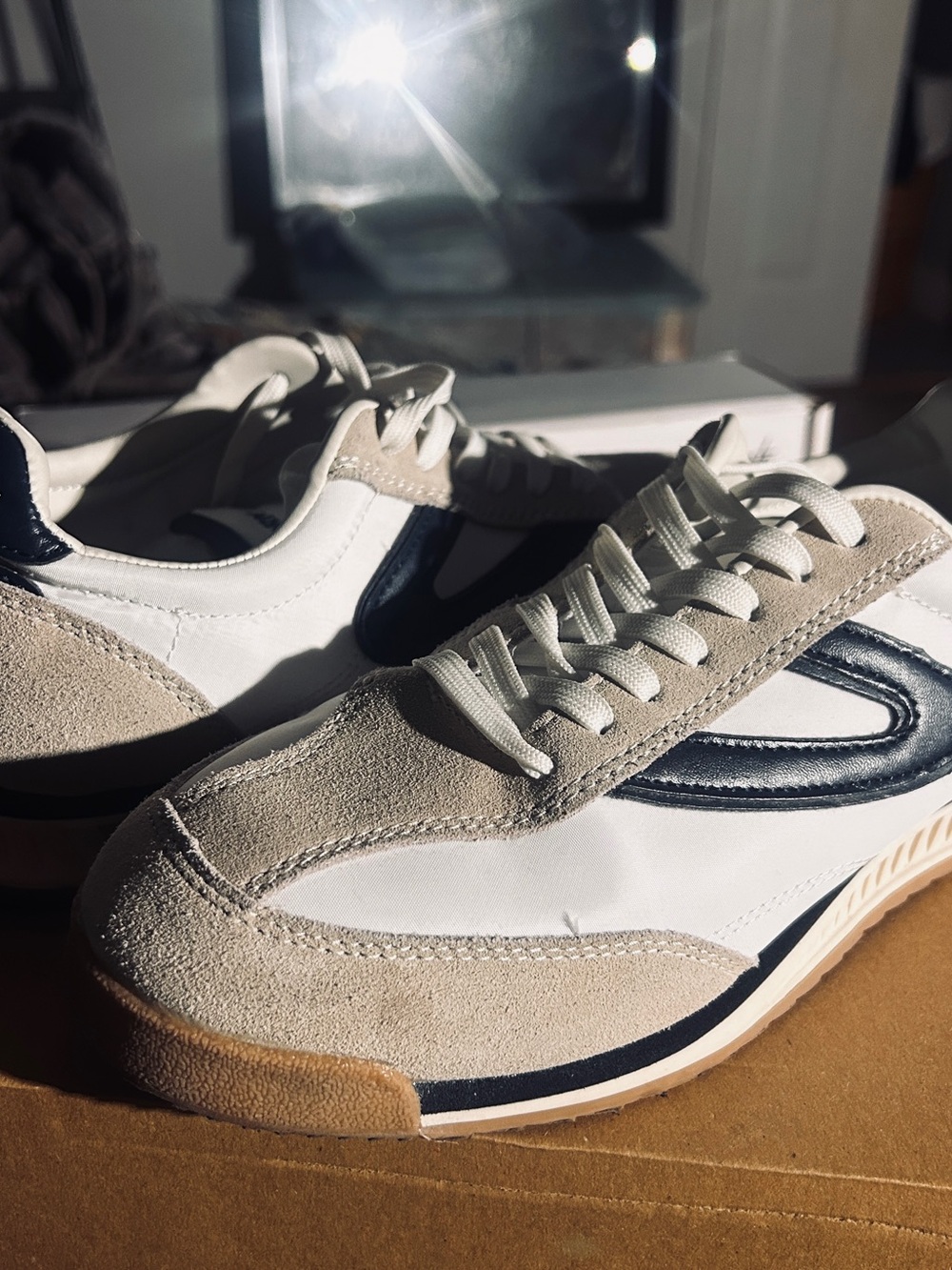 Tretorn Rawlings White, Beige and Navy Retro Women's Sneakers
